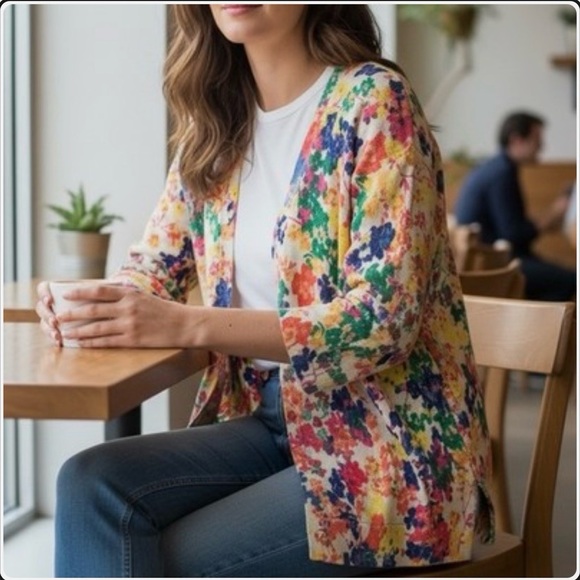Talbots Sweaters - Talbots Women's Lightweight Fitted Floral Cardigan Sweater size 1X